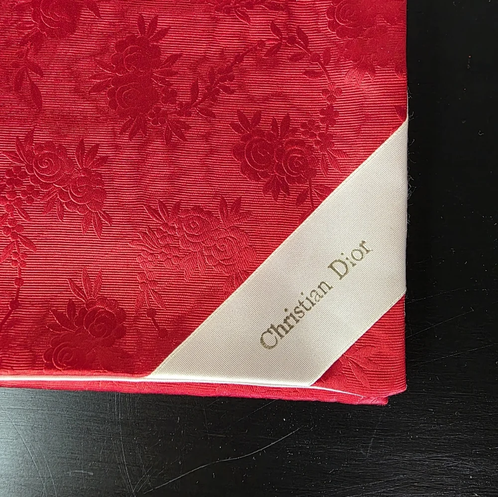 Vintage Christian Dior Silky Red Floral Pouch‎